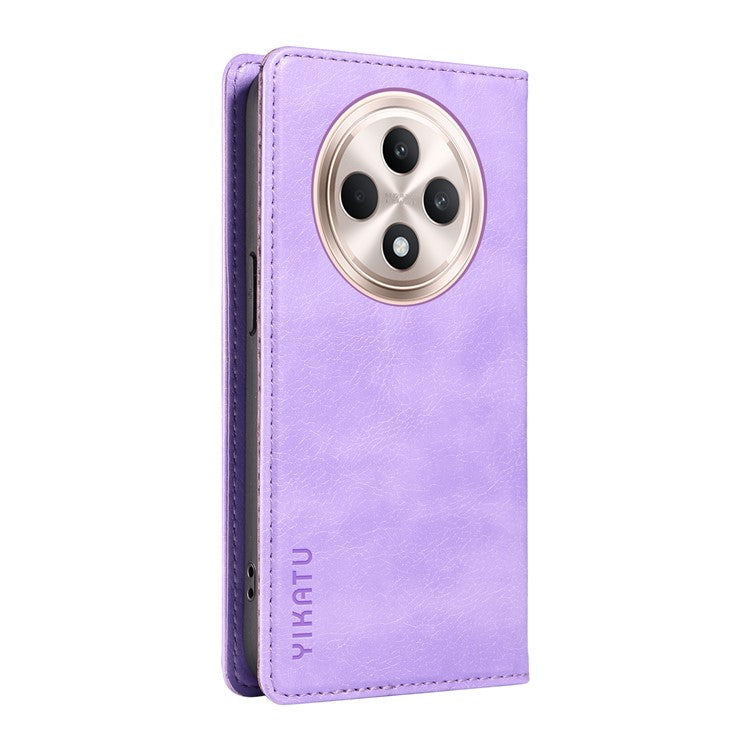 YIKATU YK-006 For Oppo Reno12 F 4G Case Wallet Litchi Grain Leather Phone Cover Magnetic Auto-absorbed - Purple