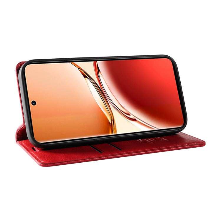 YIKATU YK-006 For Oppo Reno12 F 4G Case Wallet Litchi Grain Leather Phone Cover Magnetic Auto-absorbed - Red