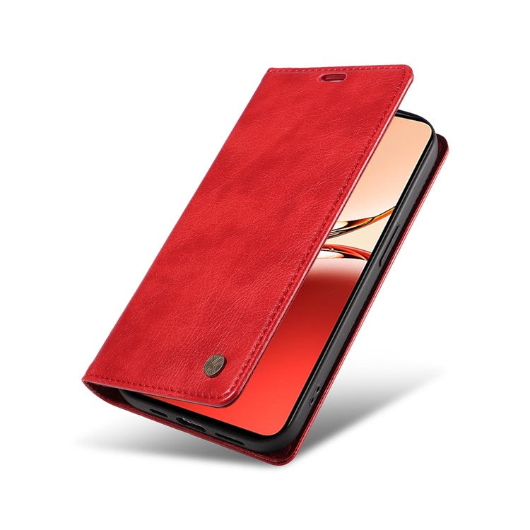 YIKATU YK-006 For Oppo Reno12 F 4G Case Wallet Litchi Grain Leather Phone Cover Magnetic Auto-absorbed - Red