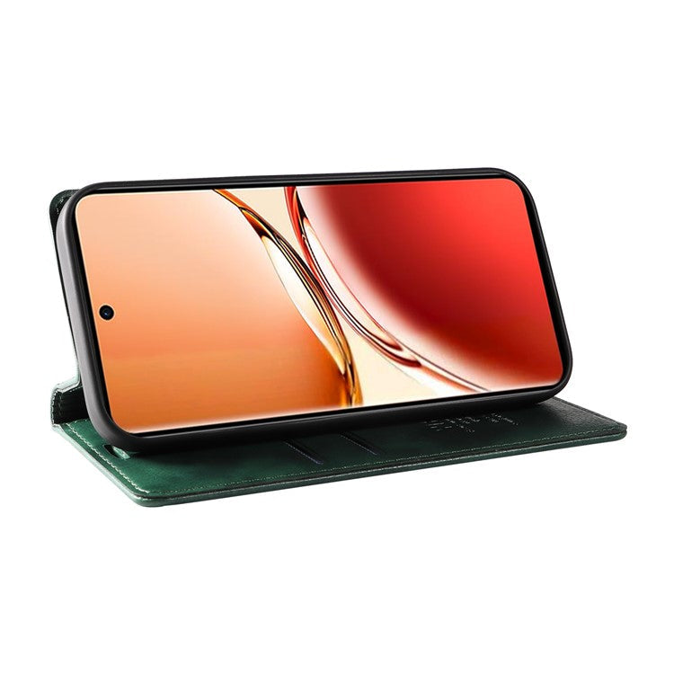 YIKATU YK-006 For Oppo Reno12 F 4G Case Wallet Litchi Grain Leather Phone Cover Magnetic Auto-absorbed - Green