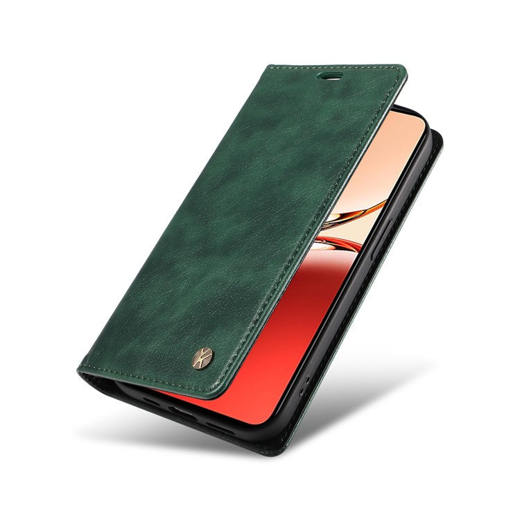 YIKATU YK-006 For Oppo Reno12 F 4G Case Wallet Litchi Grain Leather Phone Cover Magnetic Auto-absorbed - Green