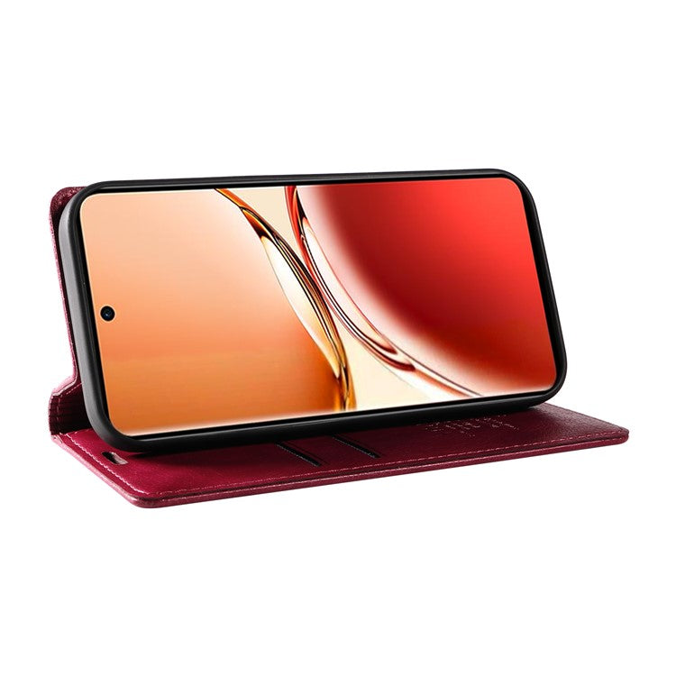 YIKATU YK-006 For Oppo Reno12 F 4G Case Wallet Litchi Grain Leather Phone Cover Magnetic Auto-absorbed - Wine Red