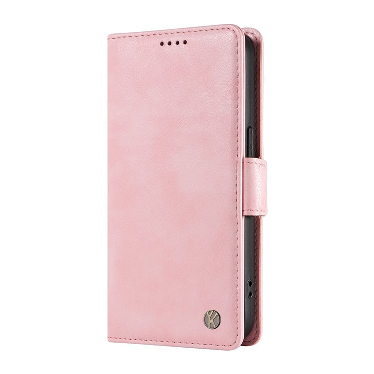YIKATU YK-007 For Samsung Galaxy M35 5G Case Card Holder Litchi Texture Leather Phone Cover - Pink