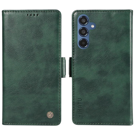 YIKATU YK-007 For Samsung Galaxy M35 5G Case Card Holder Litchi Texture Leather Phone Cover - Green