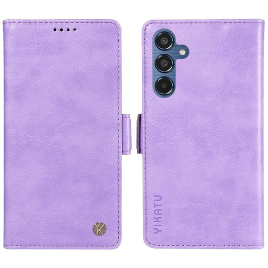 YIKATU YK-007 For Samsung Galaxy M35 5G Case Card Holder Litchi Texture Leather Phone Cover - Purple