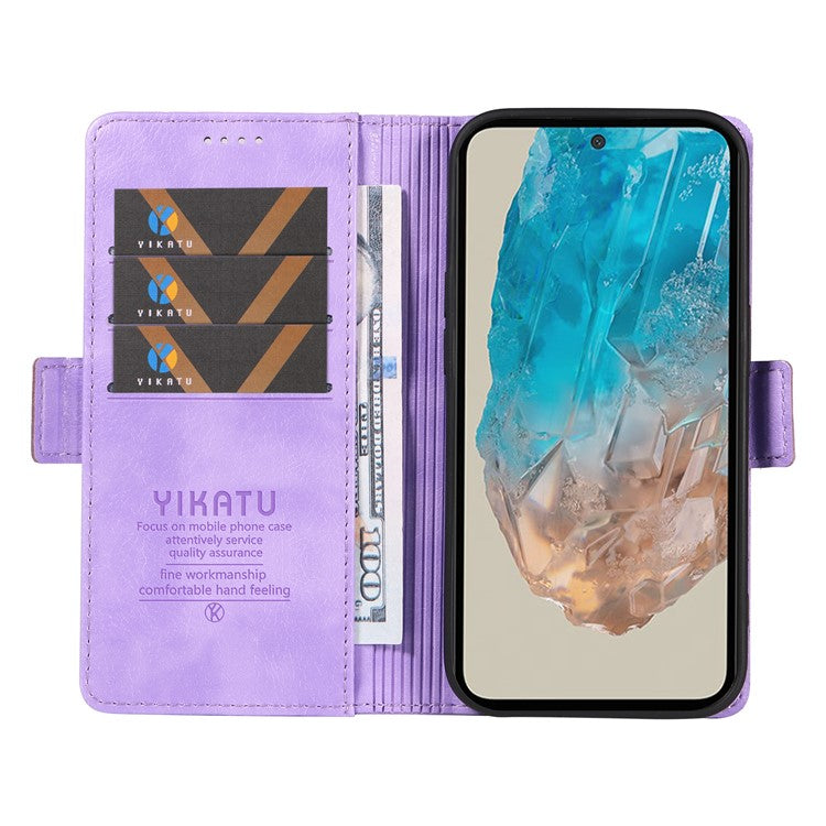 YIKATU YK-007 For Samsung Galaxy M35 5G Case Card Holder Litchi Texture Leather Phone Cover - Purple