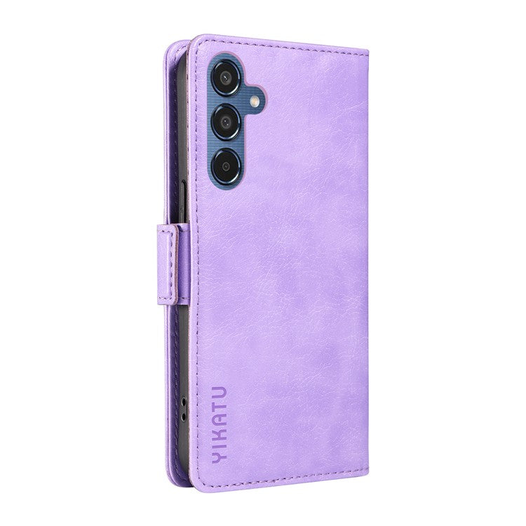 YIKATU YK-007 For Samsung Galaxy M35 5G Case Card Holder Litchi Texture Leather Phone Cover - Purple