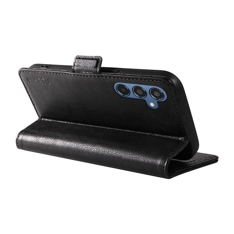 YIKATU YK-007 For Samsung Galaxy M35 5G Case Card Holder Litchi Texture Leather Phone Cover - Black