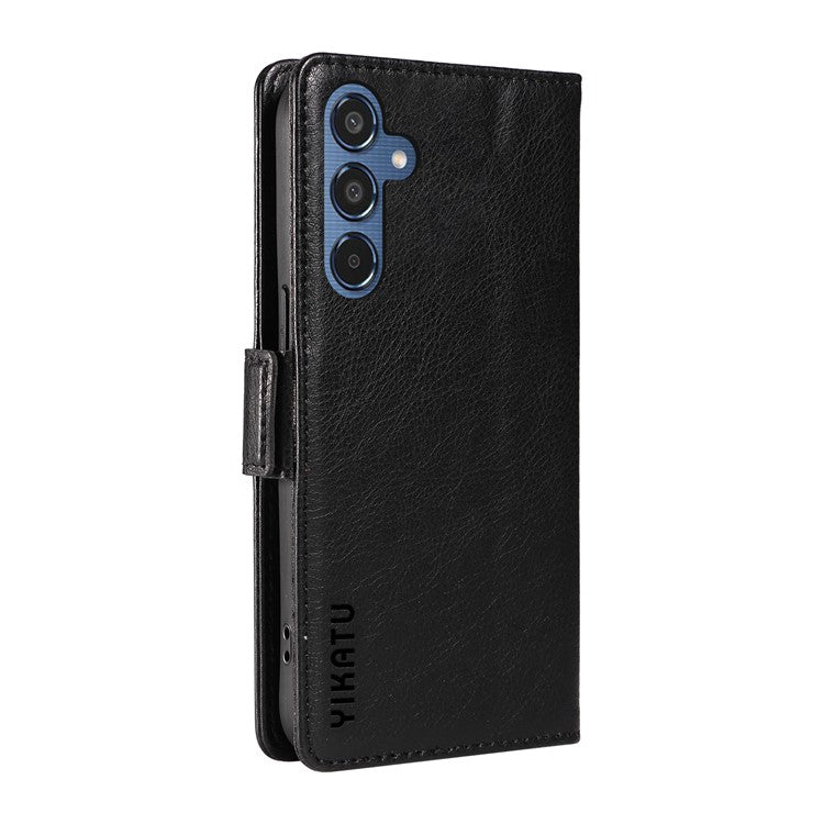 YIKATU YK-007 For Samsung Galaxy M35 5G Case Card Holder Litchi Texture Leather Phone Cover - Black