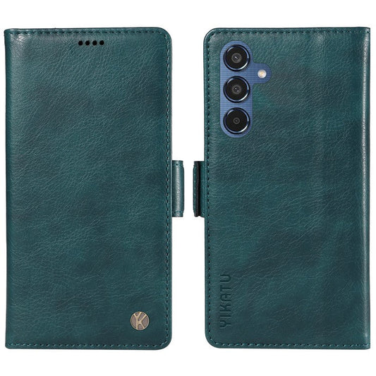 YIKATU YK-007 For Samsung Galaxy M35 5G Case Card Holder Litchi Texture Leather Phone Cover - Blue