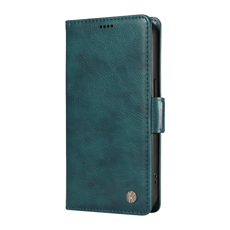 YIKATU YK-007 For Samsung Galaxy M35 5G Case Card Holder Litchi Texture Leather Phone Cover - Blue