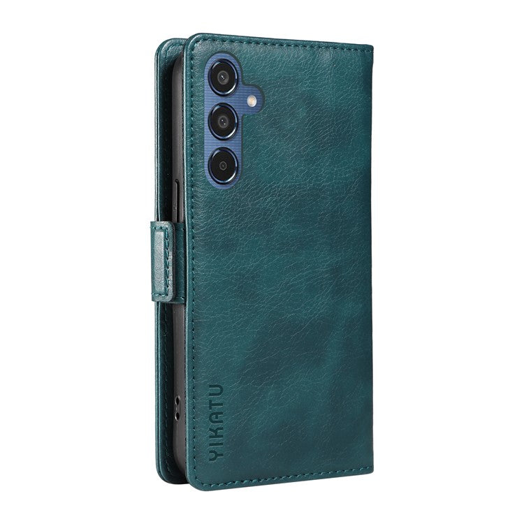 YIKATU YK-007 For Samsung Galaxy M35 5G Case Card Holder Litchi Texture Leather Phone Cover - Blue