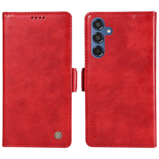 YIKATU YK-007 For Samsung Galaxy M35 5G Case Card Holder Litchi Texture Leather Phone Cover - Red