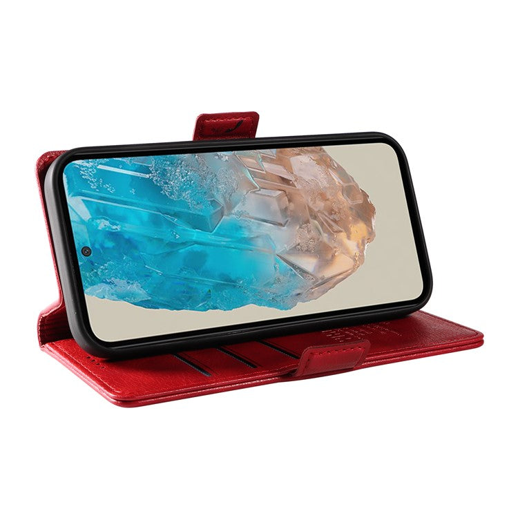 YIKATU YK-007 For Samsung Galaxy M35 5G Case Card Holder Litchi Texture Leather Phone Cover - Red