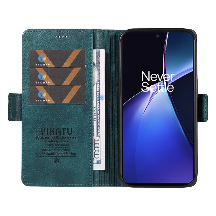 YIKATU YK-007 For OnePlus Nord CE4 Lite 5G / Oppo K12x 5G (China) Wallet Case Litchi Grain Leather Phone Protective Cover - Blue