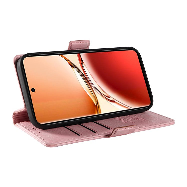 YIKATU YK-007 For Oppo Reno12 F 4G Case PU Leather Matte TPU Inner Shell Phone Cover Litchi Texture - Pink