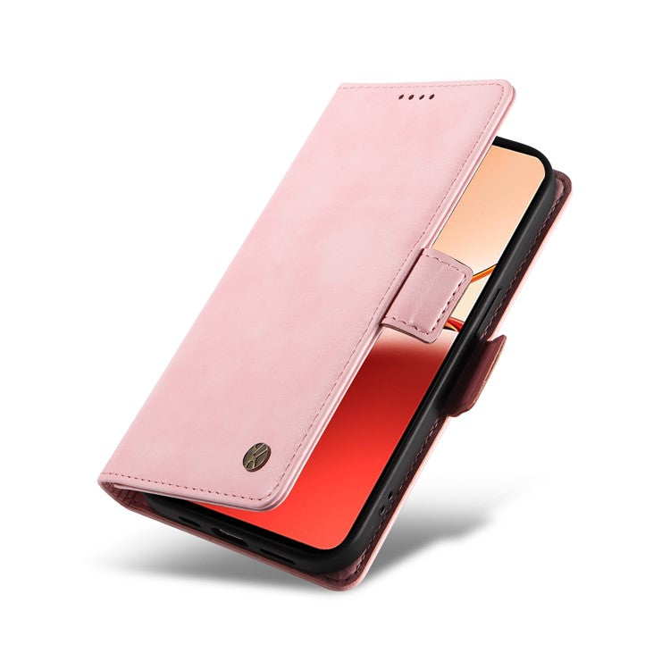 YIKATU YK-007 For Oppo Reno12 F 4G Case PU Leather Matte TPU Inner Shell Phone Cover Litchi Texture - Pink