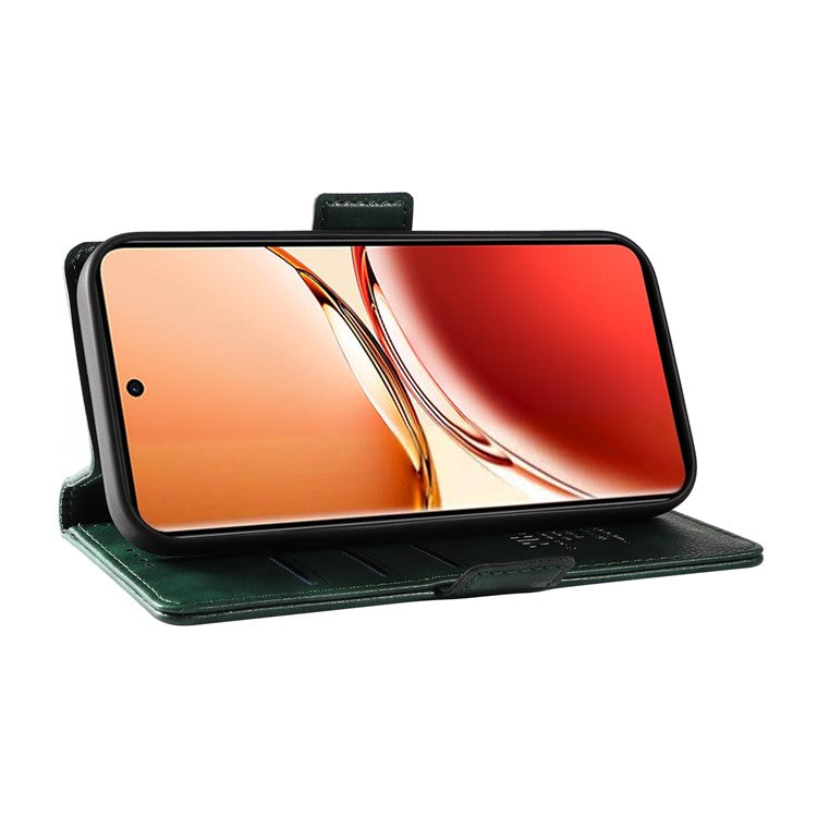 YIKATU YK-007 For Oppo Reno12 F 4G Case PU Leather Matte TPU Inner Shell Phone Cover Litchi Texture - Green