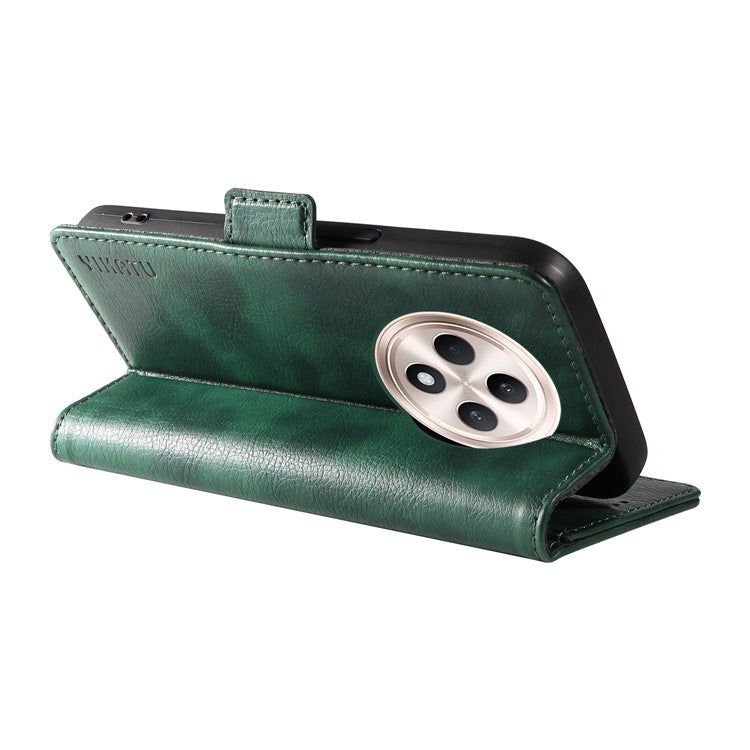 YIKATU YK-007 For Oppo Reno12 F 4G Case PU Leather Matte TPU Inner Shell Phone Cover Litchi Texture - Green