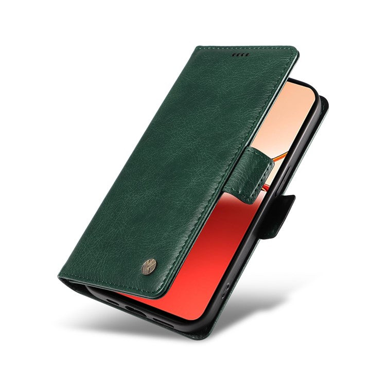 YIKATU YK-007 For Oppo Reno12 F 4G Case PU Leather Matte TPU Inner Shell Phone Cover Litchi Texture - Green