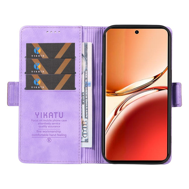 YIKATU YK-007 For Oppo Reno12 F 4G Case PU Leather Matte TPU Inner Shell Phone Cover Litchi Texture - Purple