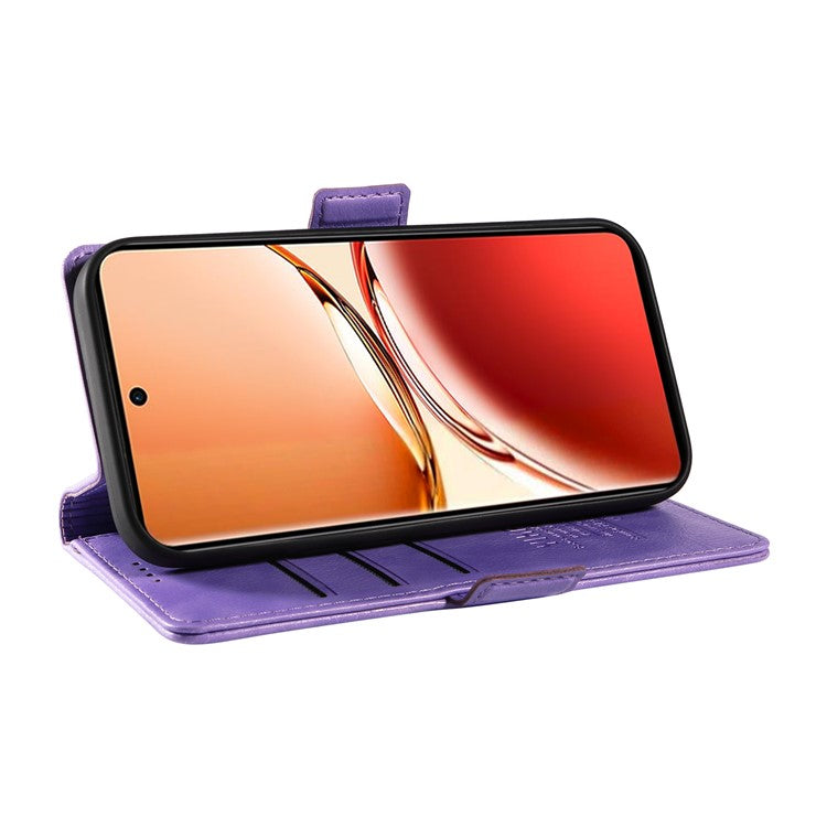 YIKATU YK-007 For Oppo Reno12 F 4G Case PU Leather Matte TPU Inner Shell Phone Cover Litchi Texture - Purple
