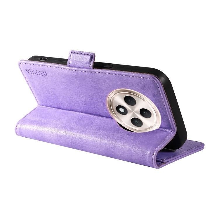 YIKATU YK-007 For Oppo Reno12 F 4G Case PU Leather Matte TPU Inner Shell Phone Cover Litchi Texture - Purple