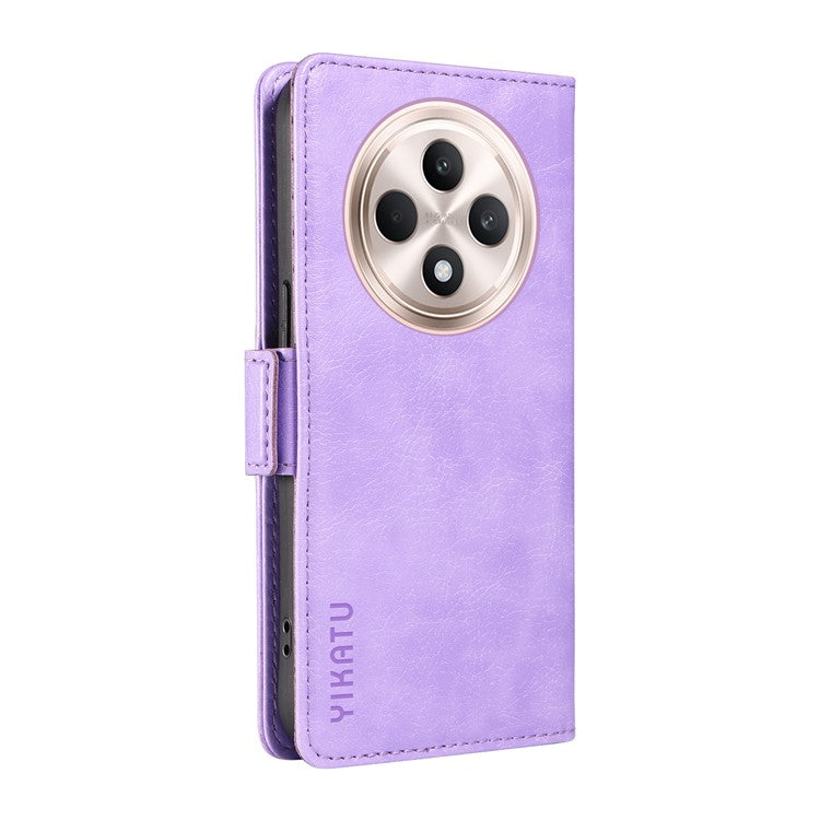 YIKATU YK-007 For Oppo Reno12 F 4G Case PU Leather Matte TPU Inner Shell Phone Cover Litchi Texture - Purple