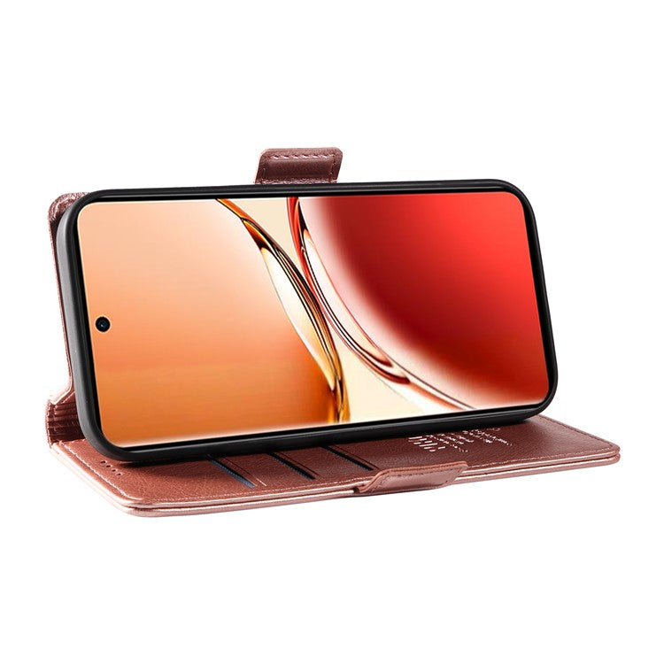 YIKATU YK-007 For Oppo Reno12 F 4G Case PU Leather Matte TPU Inner Shell Phone Cover Litchi Texture - Rose Gold