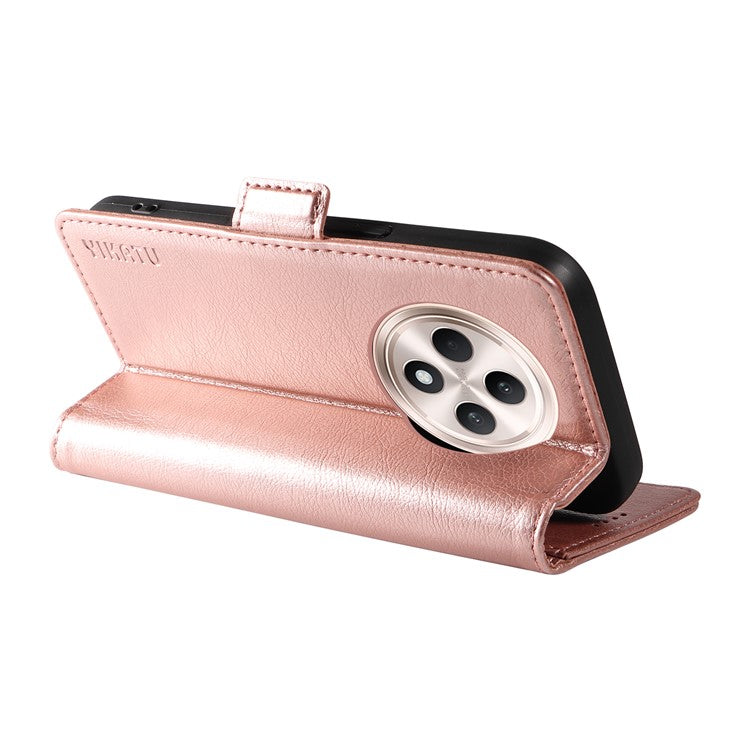 YIKATU YK-007 For Oppo Reno12 F 4G Case PU Leather Matte TPU Inner Shell Phone Cover Litchi Texture - Rose Gold