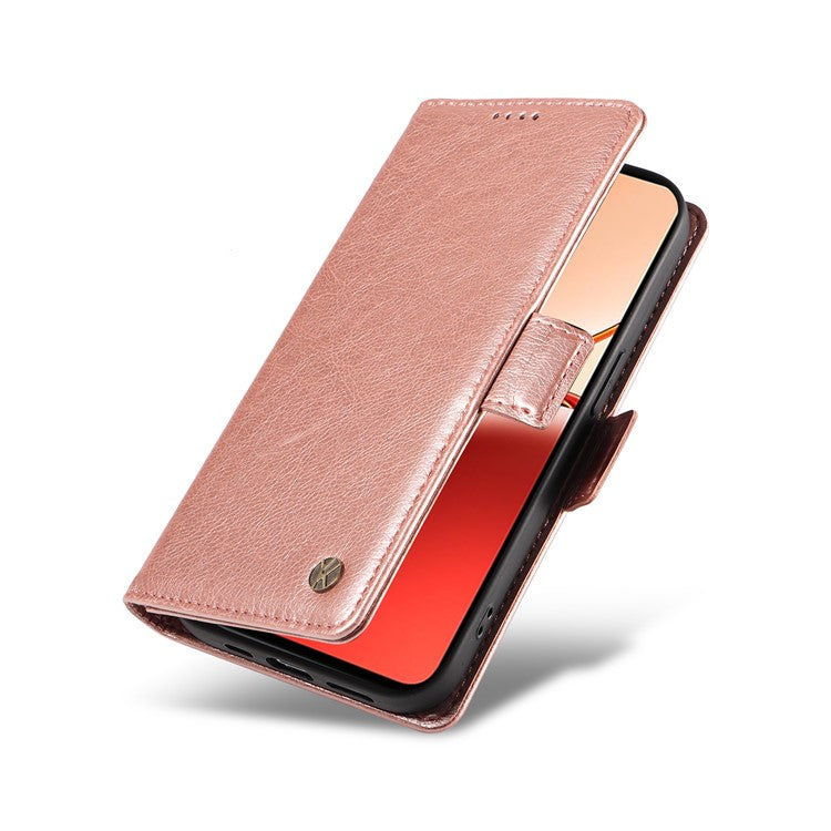 YIKATU YK-007 For Oppo Reno12 F 4G Case PU Leather Matte TPU Inner Shell Phone Cover Litchi Texture - Rose Gold