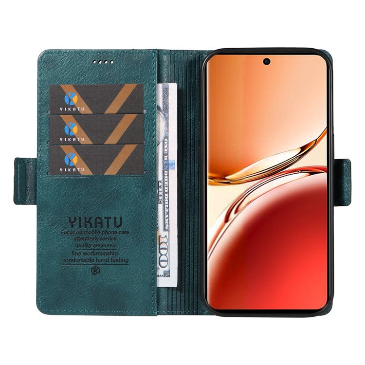 YIKATU YK-007 For Oppo Reno12 F 4G Case PU Leather Matte TPU Inner Shell Phone Cover Litchi Texture - Blue