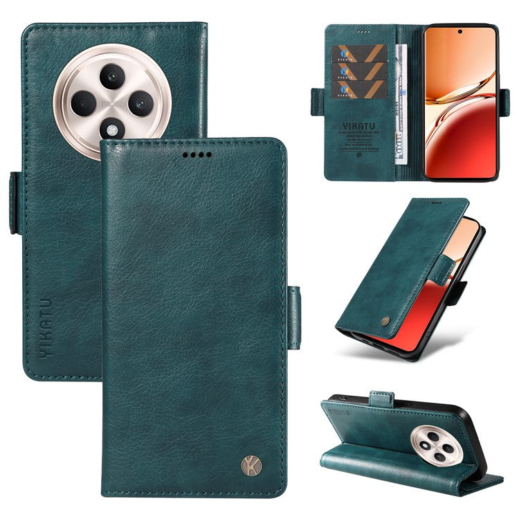 YIKATU YK-007 For Oppo Reno12 F 4G Case PU Leather Matte TPU Inner Shell Phone Cover Litchi Texture - Blue