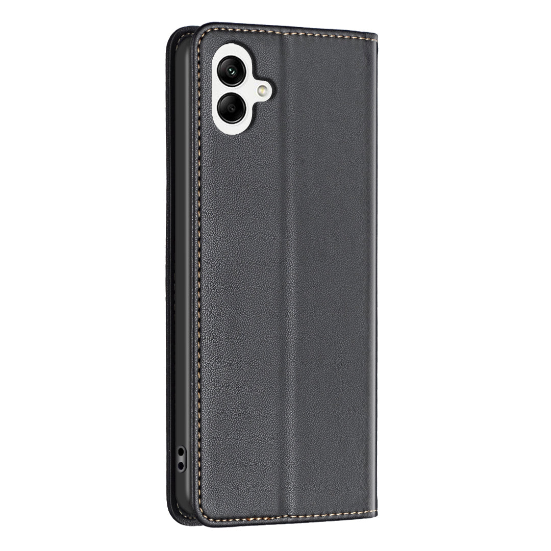 BINFEN COLOR BF18 For Samsung Galaxy A06 Leather Case Card Slots Phone Cover - Black
