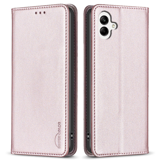 BINFEN COLOR BF18 For Samsung Galaxy A06 Leather Case Card Slots Phone Cover - Rose Gold