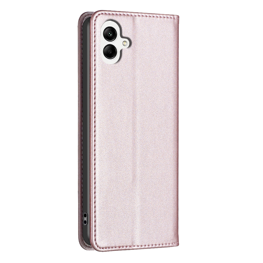BINFEN COLOR BF18 For Samsung Galaxy A06 Leather Case Card Slots Phone Cover - Rose Gold