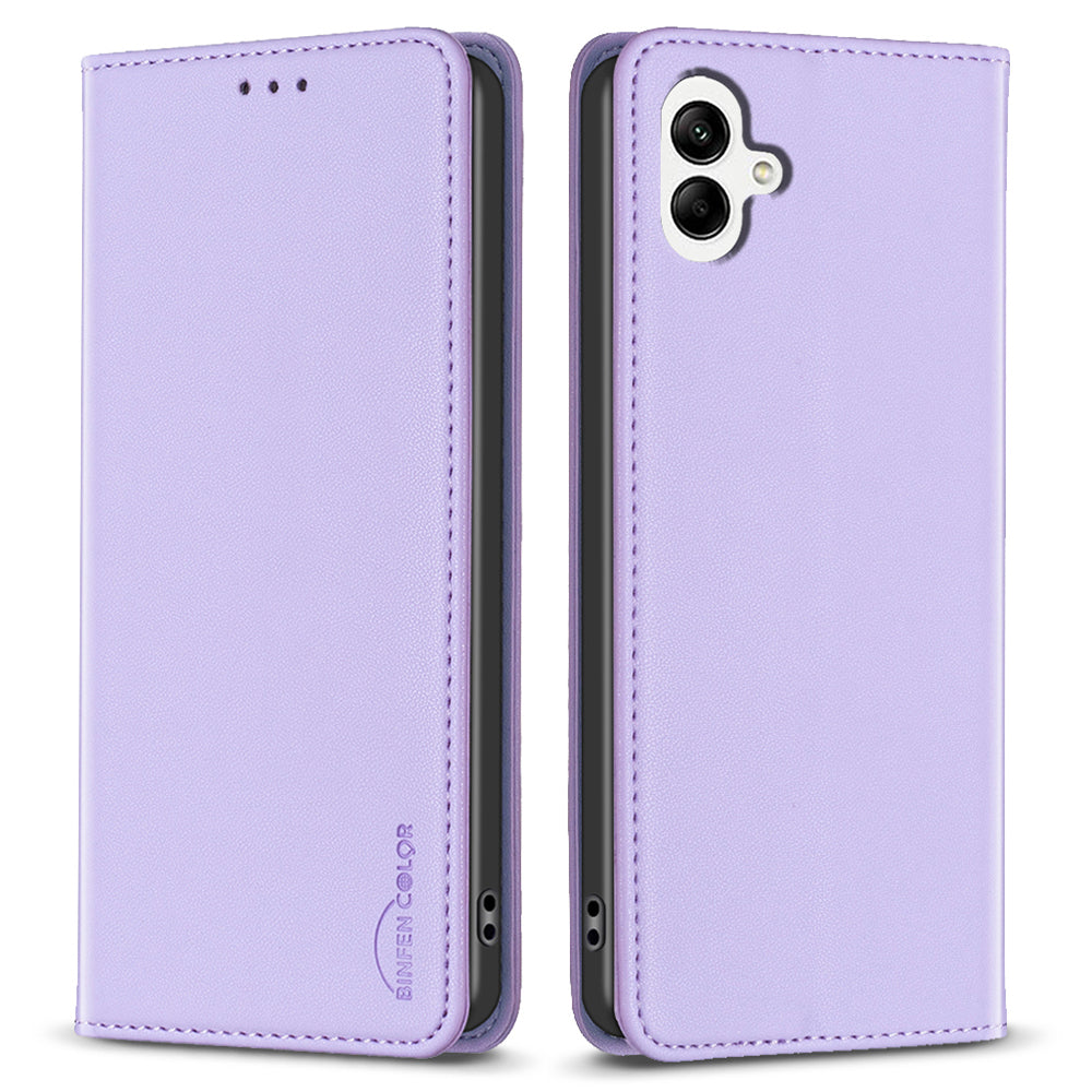 BINFEN COLOR BF18 For Samsung Galaxy A06 Leather Case Card Slots Phone Cover - Purple