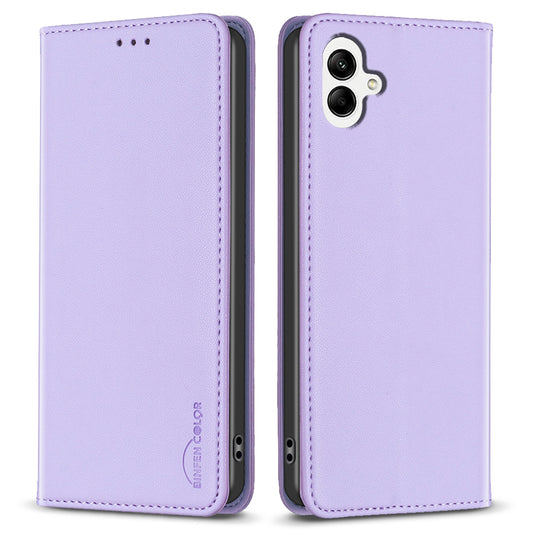 BINFEN COLOR BF18 For Samsung Galaxy A06 Leather Case Card Slots Phone Cover - Purple