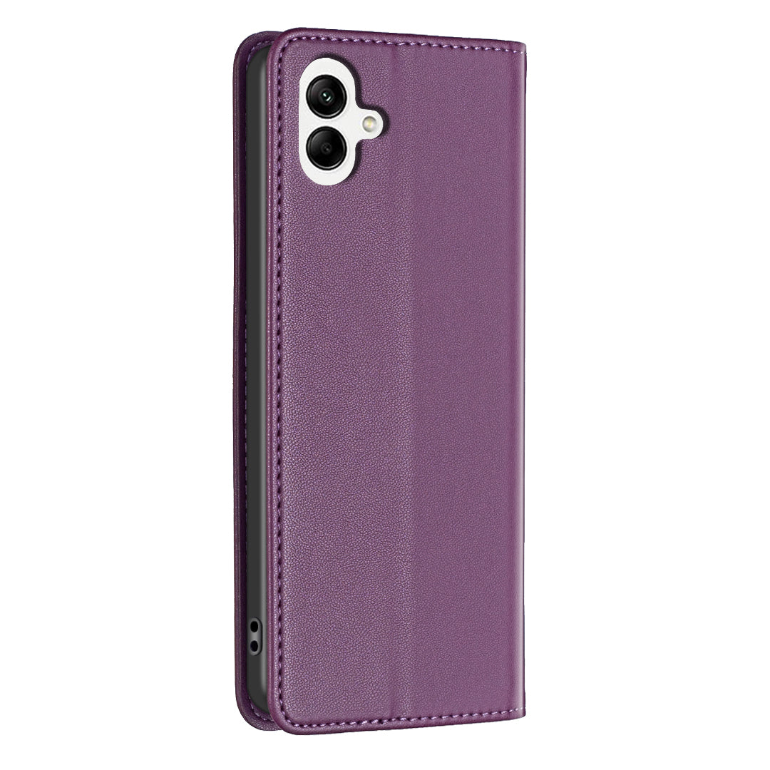 BINFEN COLOR BF18 For Samsung Galaxy A06 Leather Case Card Slots Phone Cover - Dark Purple