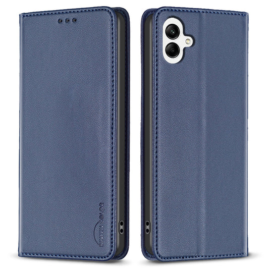 BINFEN COLOR BF18 For Samsung Galaxy A06 Leather Case Card Slots Phone Cover - Blue