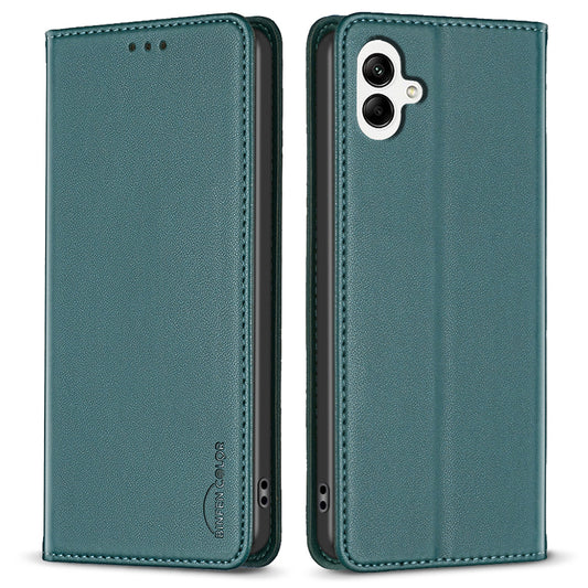 BINFEN COLOR BF18 For Samsung Galaxy A06 Leather Case Card Slots Phone Cover - Green