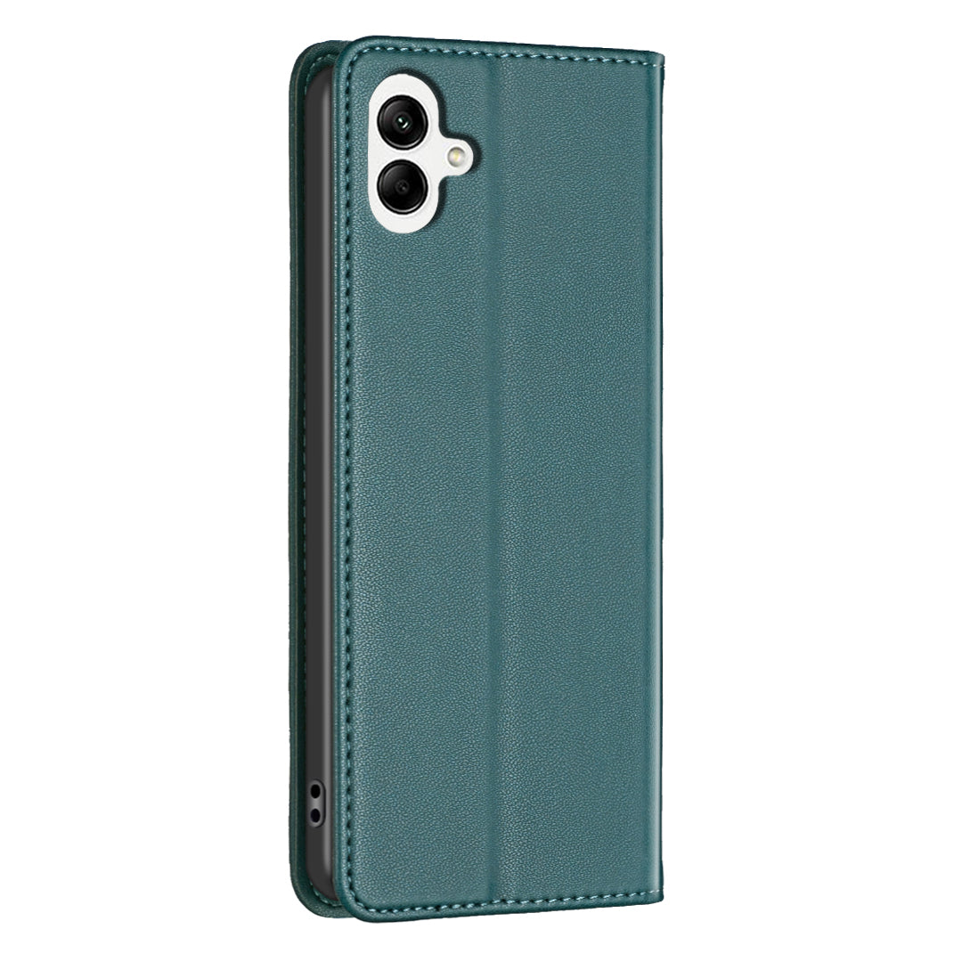 BINFEN COLOR BF18 For Samsung Galaxy A06 Leather Case Card Slots Phone Cover - Green