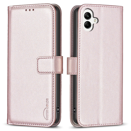 BINFEN COLOR BF17 For Samsung Galaxy A06 Leather Phone Case Wallet Cover - Rose Gold