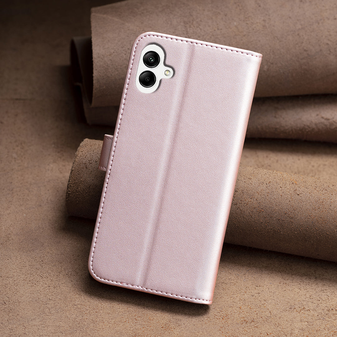 BINFEN COLOR BF17 For Samsung Galaxy A06 Leather Phone Case Wallet Cover - Rose Gold