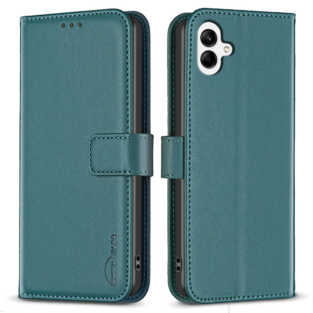 BINFEN COLOR BF17 For Samsung Galaxy A06 Leather Phone Case Wallet Cover - Green