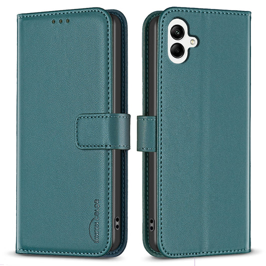BINFEN COLOR BF17 For Samsung Galaxy A06 Leather Phone Case Wallet Cover - Green