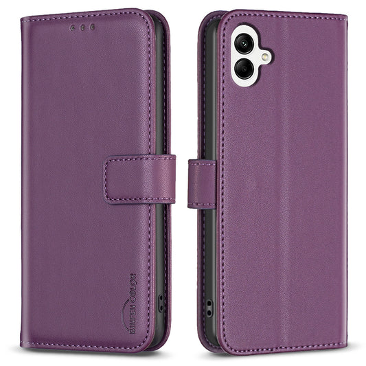 BINFEN COLOR BF17 For Samsung Galaxy A06 Leather Phone Case Wallet Cover - Dark Purple
