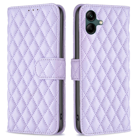 BINFEN COLOR BF Style-14 For Samsung Galaxy A06 Case PU Leather Rhombus Phone Cover - Purple
