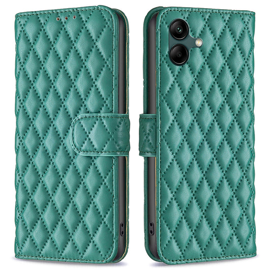 BINFEN COLOR BF Style-14 For Samsung Galaxy A06 Case PU Leather Rhombus Phone Cover - Green