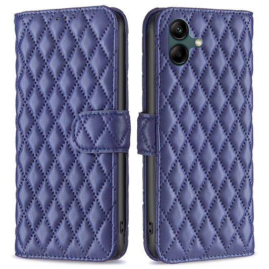 BINFEN COLOR BF Style-14 For Samsung Galaxy A06 Case PU Leather Rhombus Phone Cover - Blue
